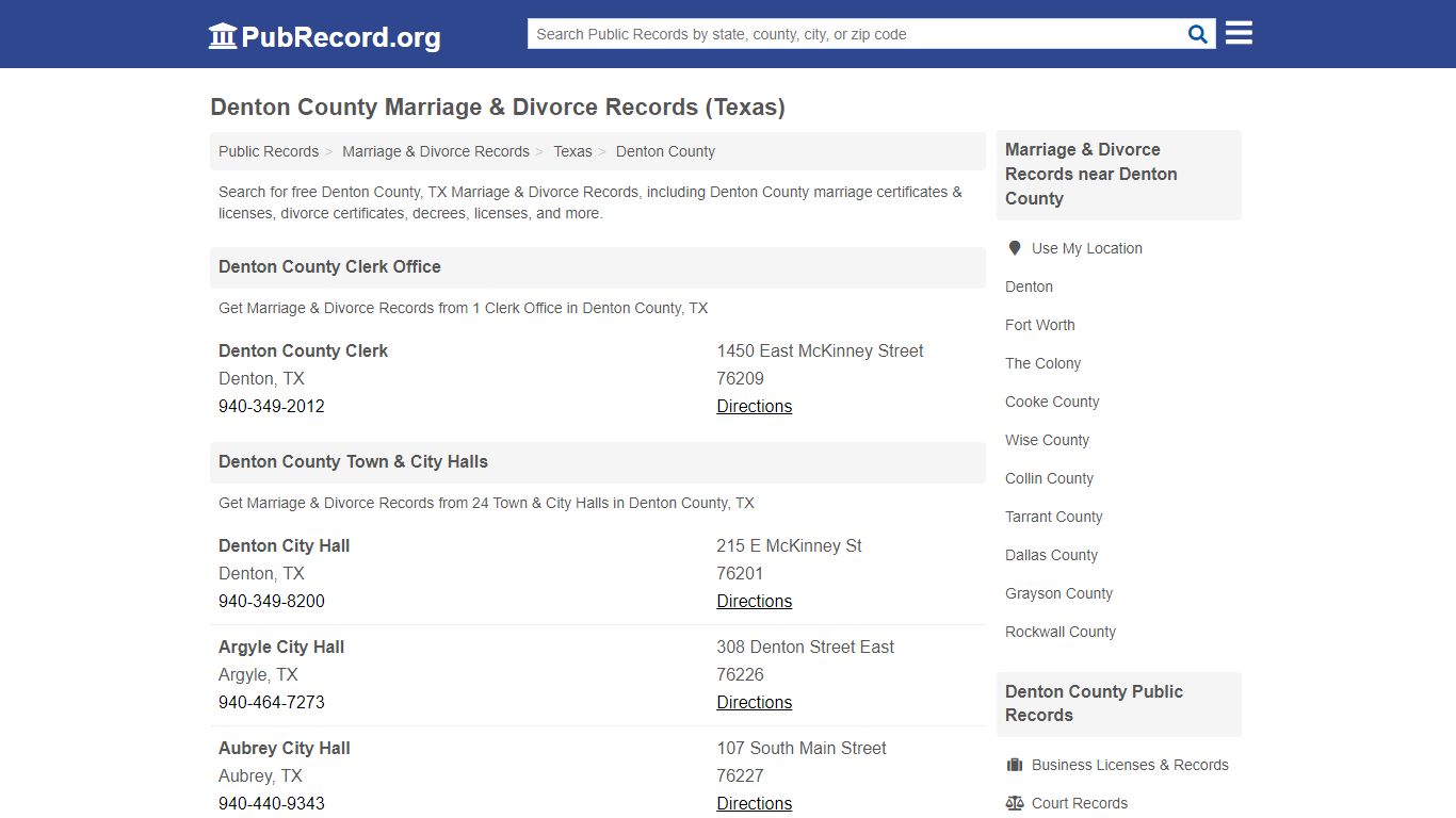 Denton County Marriage & Divorce Records (Texas)